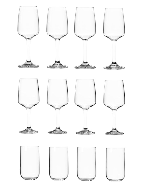 Set de copas para vino Cristar Trentino y Capella de vidrio 12 piezas