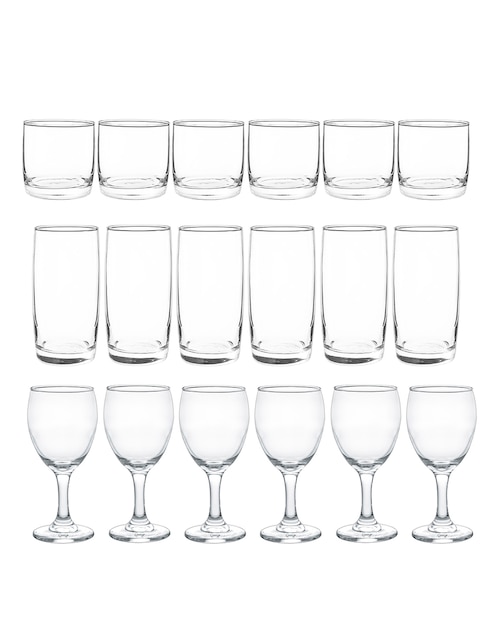 Set de vasos Cristar Monterrey de vidrio con 18 piezas