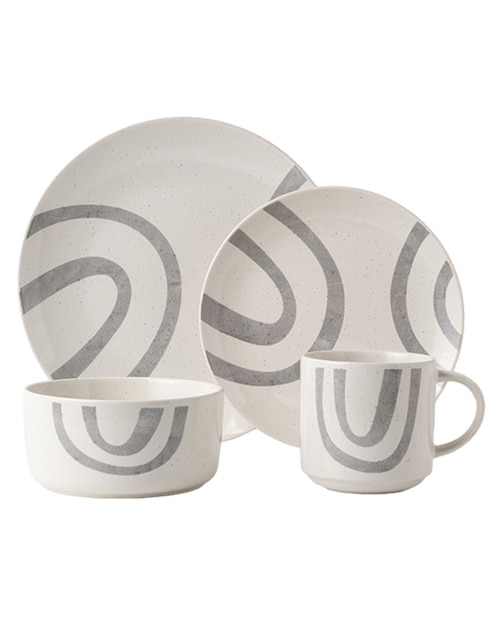 Vajilla cerrada Haus Shape Lines de stoneware 16 piezas