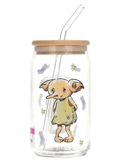 Vaso con tapa y popote Harry Potter de Vidrio con 3 piezas 1