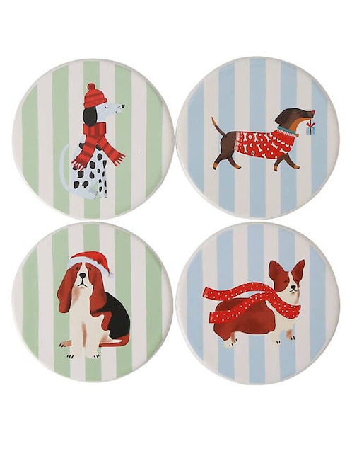 Set de portavasos navideños Haus Holidays de madera 4 piezas