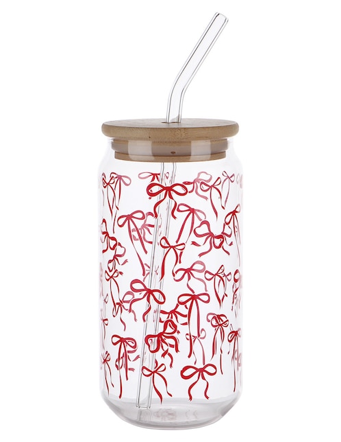 Vaso con tapa y popote Valentiness 3 piezas