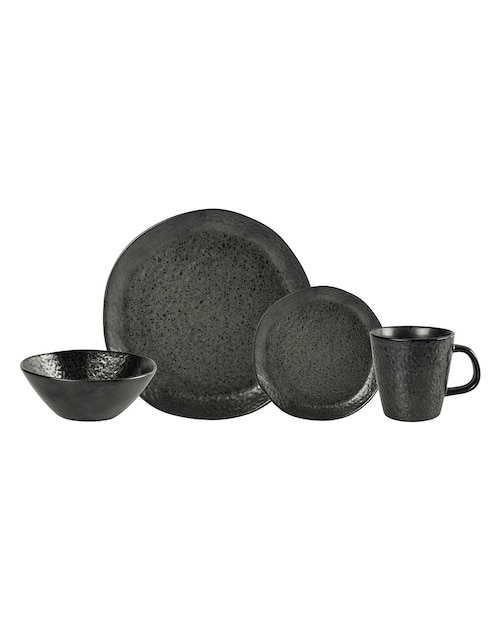 VAJILLA CERRADA TORI 16 PZAS, NEGRO HAU