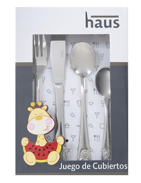 Set cubiertos infantil Haus de acero inoxidable 4 piezas