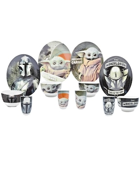 Vajilla Disney Mandalorian 12 Piezas De Porcelana