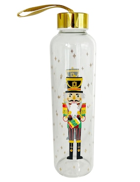 Termo Navideño Haus Holidays De Vidrio Nutcracker Con Tapa Rosca 550 Ml