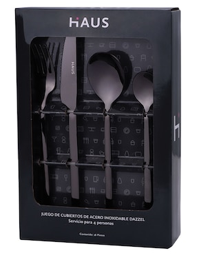 Set cubiertos Haus Dazzel de acero inoxidable 16 piezas