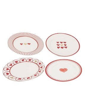 Set Platos Ensalada Bluebell & Co. Valentines De Porcelana 4 Piezas