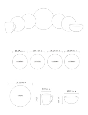 Vajilla cerrada Haus tulia de porcelana para 4 personas