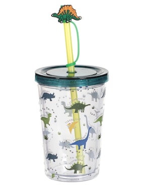 Vaso Con Tapa Y Popote Haus Kids Con 4 Piezas