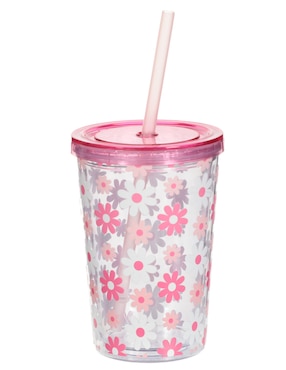 Vaso Con Tapa Y Popote Haus Kids Con 3 Piezas