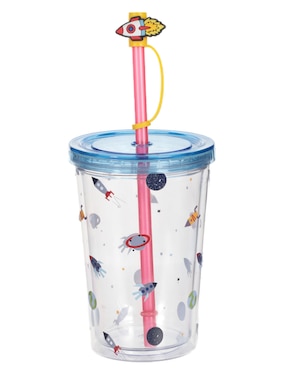 Vaso Con Tapa Y Popote Haus Kids Con 4 Piezas