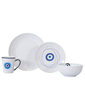 Vajilla Cerrada Bluebell & Co. Eyes De Porcelana 16 Piezas