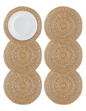 Plato base Cantia Lolo de fibras naturales 6 piezas