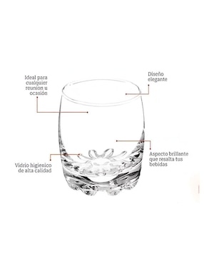 Set de tequileros Wünd de vidrio con 6 piezas