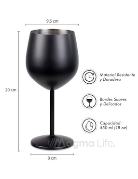 Set de copas para vino tinto Magma Life de acero inoxidable