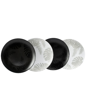 Set Platos Ensalada Crown Baccara Monstera De Cerámica 4 Piezas