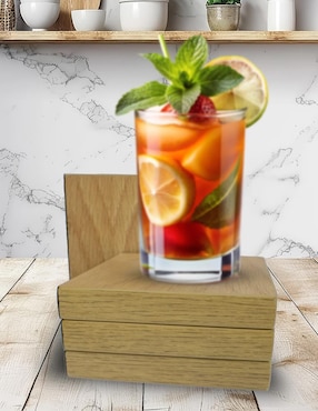 Set de portavasos haus coasters de madera 4 piezas
