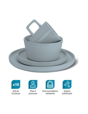Vajilla cerrada Casa Litus de porcelana para 4 personas