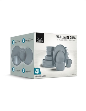 Vajilla cerrada Casa Litus de porcelana para 4 personas