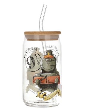 Vaso con tapa y popote Haus Kids Harry Potter de Vidrio con 3 piezas