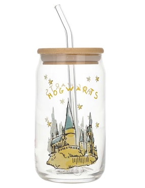 Vaso con tapa y popote Haus Kids Harry Potter de Vidrio con 3 piezas