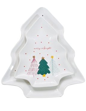 Charola decorativa navideña Haus Holidays de porcelana
