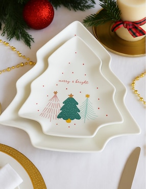 Charola decorativa navideña Haus Holidays de porcelana