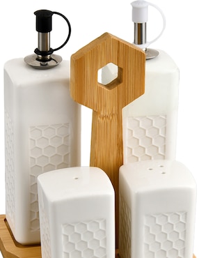 Set de aceite y vinagre Haus Mambu de porcelana