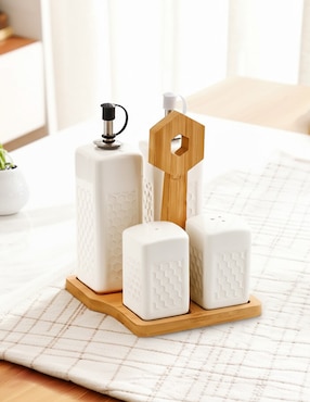 Set de aceite y vinagre Haus Mambu de porcelana