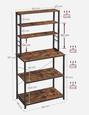 Estante de madera con metal Vasagle Bellita MKKS019B01