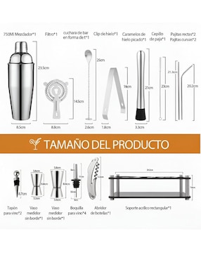 Set cocteles Xtellar Xtllar de acero inoxidable
