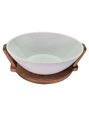 Ensaladera Haus de madera acacia y cerámica