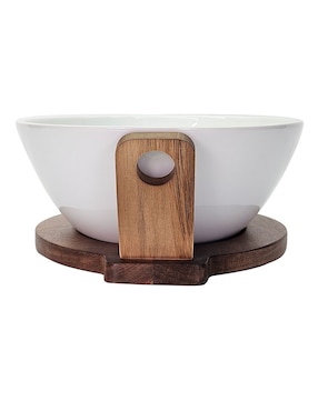 Ensaladera Haus de madera acacia y cerámica