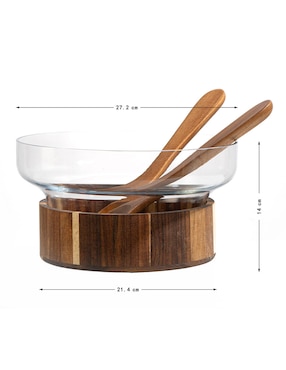 Ensaladera Haus de vidrio y madera acacia