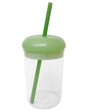Vaso con tapa y popote Haus con 3 piezas