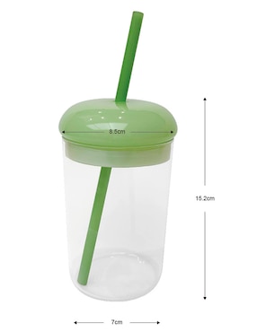 Vaso con tapa y popote Haus con 3 piezas