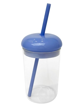 Vaso con tapa y popote Haus