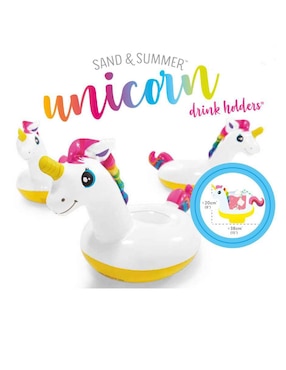 Set de portavaso Intex Sand & Summer Unicornio de PVC 4 piezas