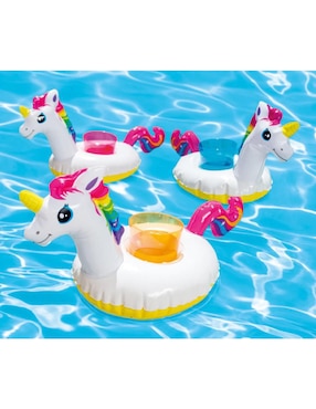 Set de portavaso Intex Sand & Summer Unicornio de PVC 4 piezas