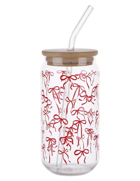 Vaso con tapa y popote Haus Valentiness 3 piezas
