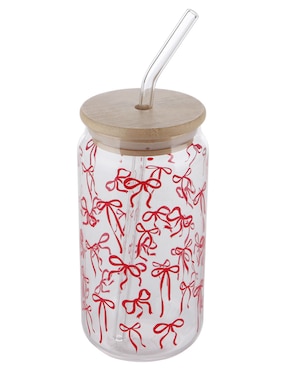 Vaso con tapa y popote Haus Valentiness 3 piezas