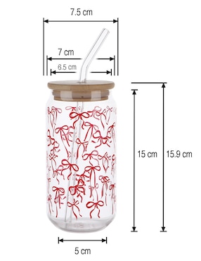 Vaso con tapa y popote Haus Valentiness 3 piezas