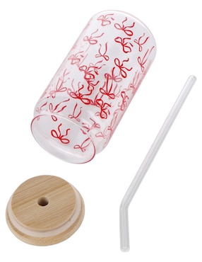 Vaso con tapa y popote Haus Valentiness 3 piezas