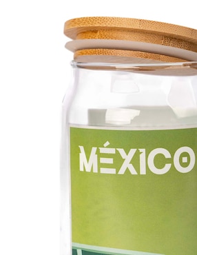 Vaso con tapa y popote Crown Baccara Mundial de vidrio