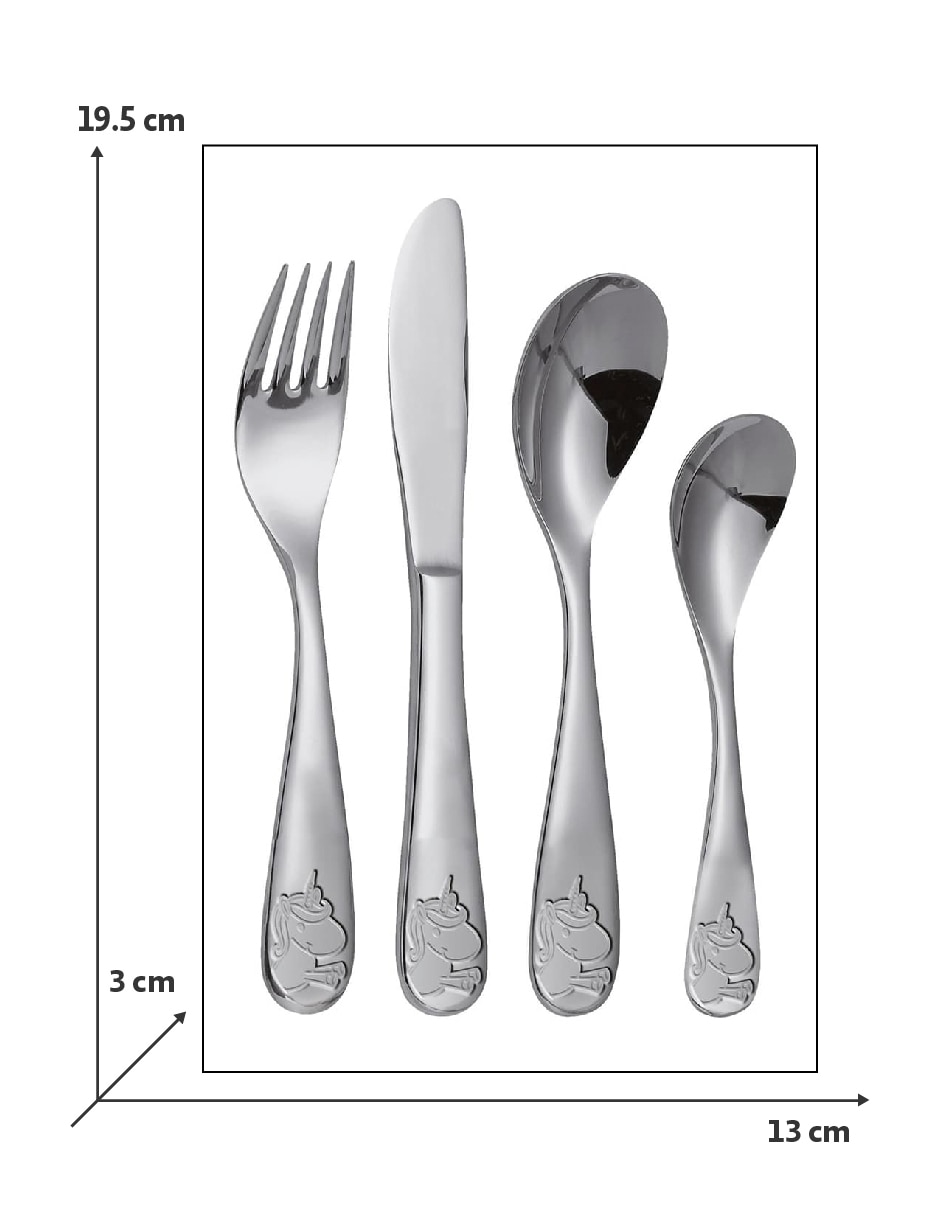 Set cubiertos infantil de acero inoxidable 4 piezas 6