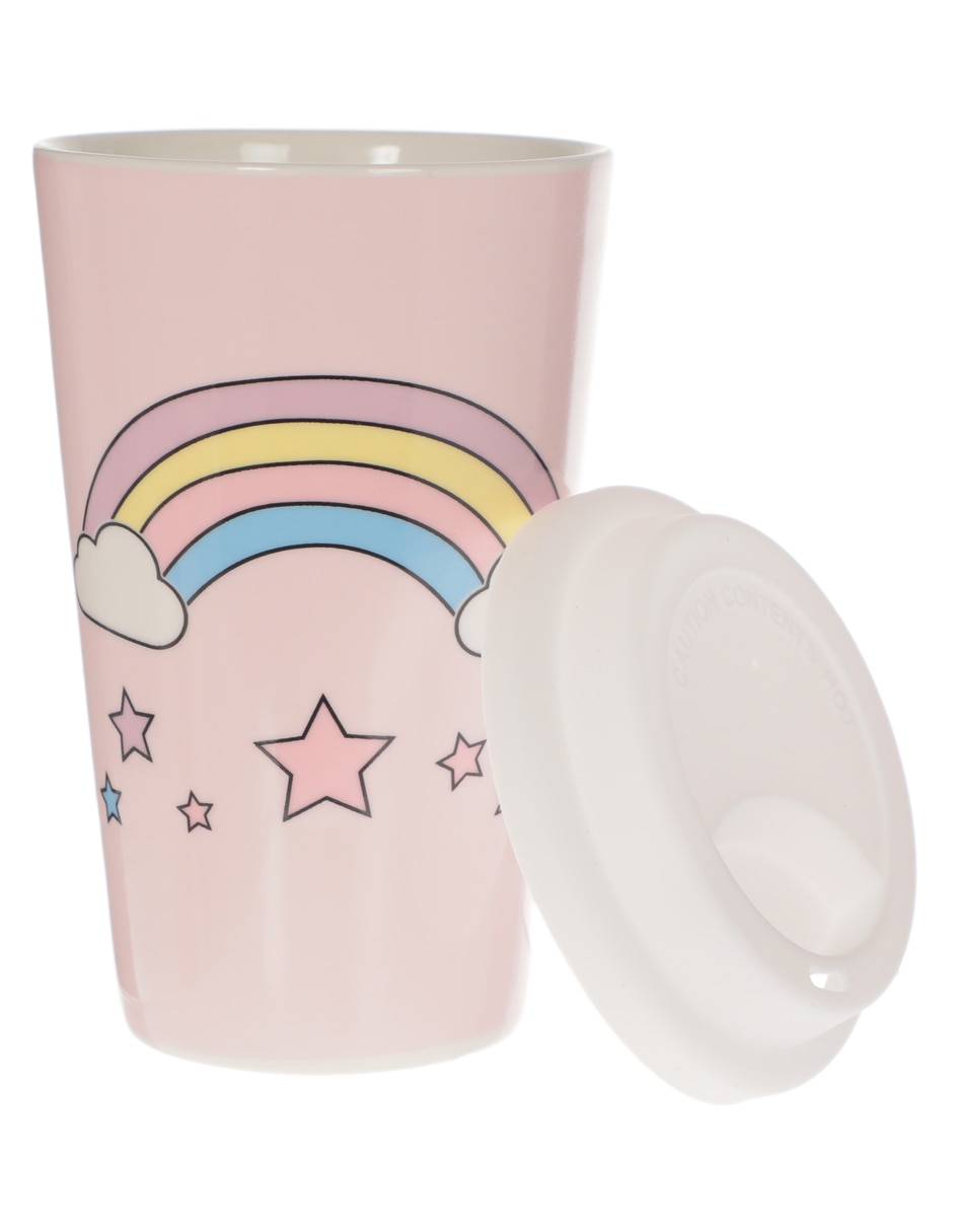 Termo de porcelana Arcoíris con tapa rosca 2