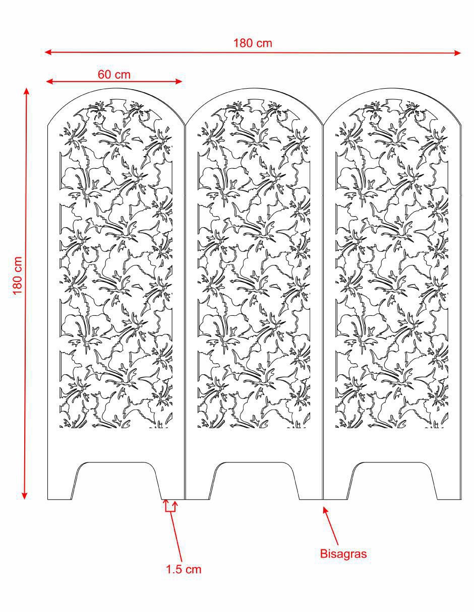 Biombo 3 paneles de MDF 3