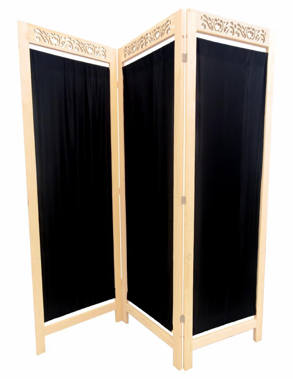 Biombo de 3 paneles, de madera, de la marca Deco 79. Madera, Negro, talla  única
