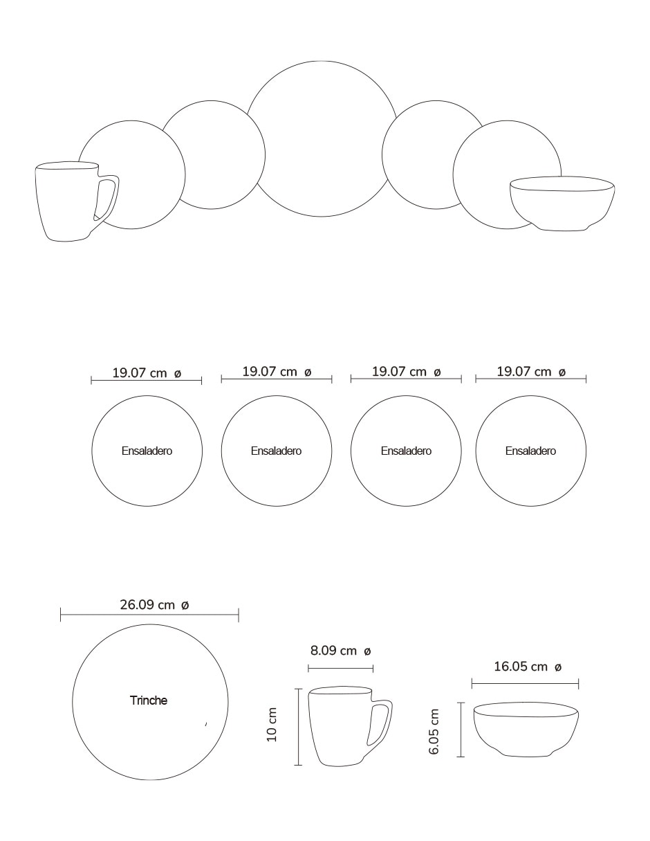 Vajilla cerrada tulia de porcelana para 4 personas 4